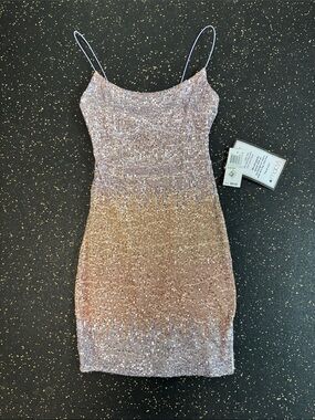 Sequin Ombre Slip Dress in Champagne-Pink-Lavender